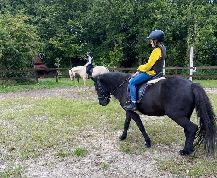 to piger, der rider på heste