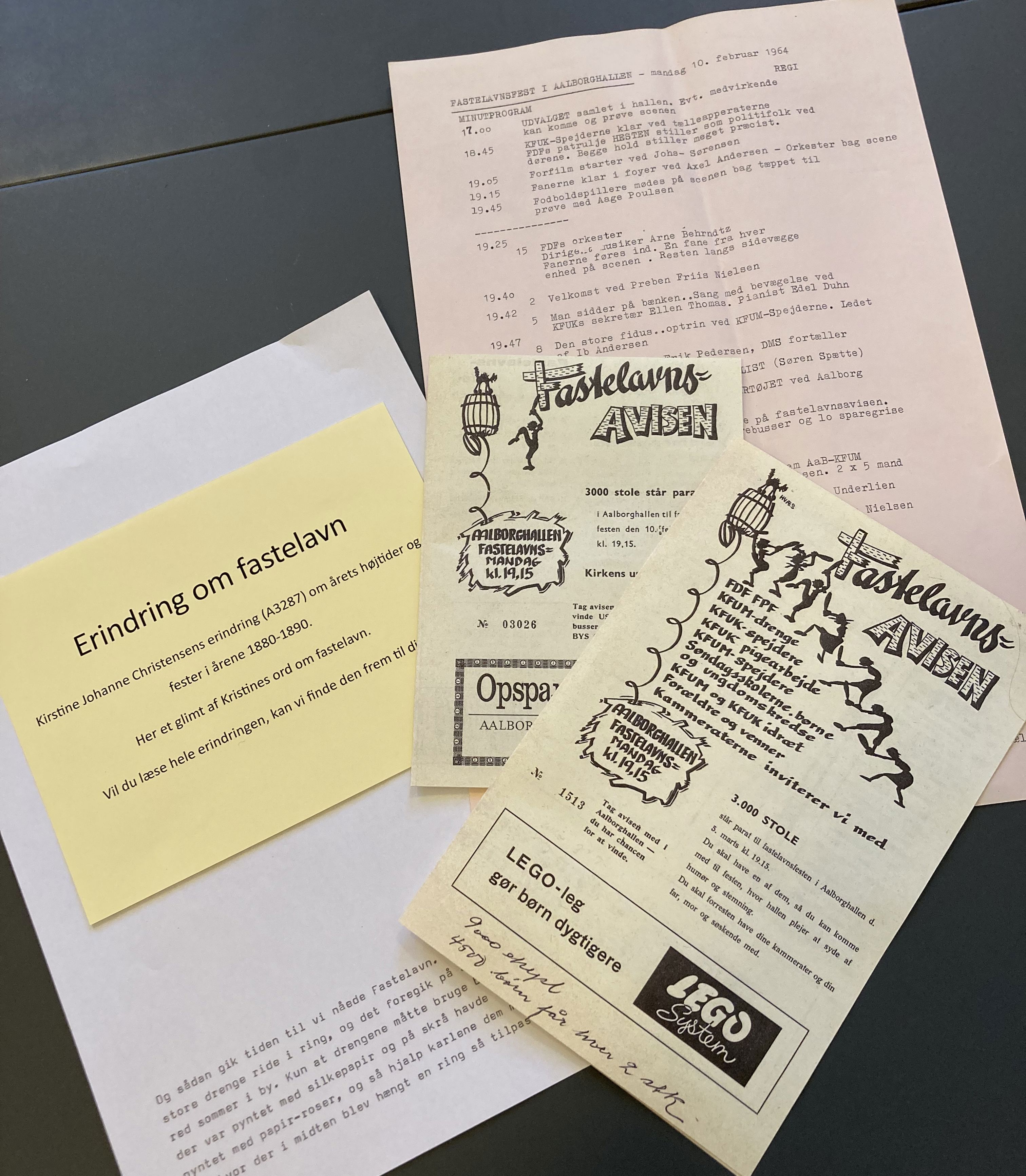 Arkivalier om fastelavn blandt andet fastelavnserindring og fastelavnsavisen.