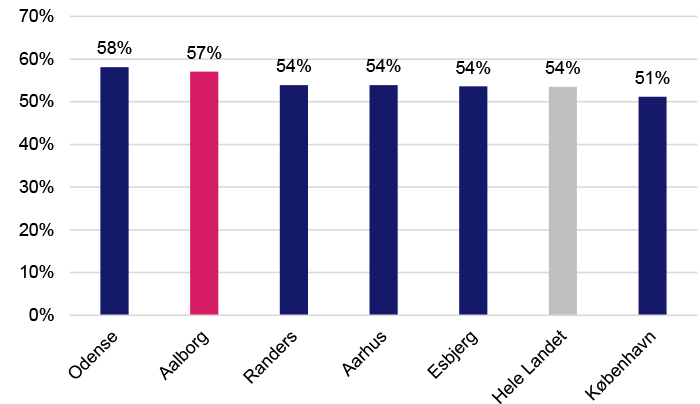 Overlevelse efter 3 år for virksomheder etableret i 2019 storbyer