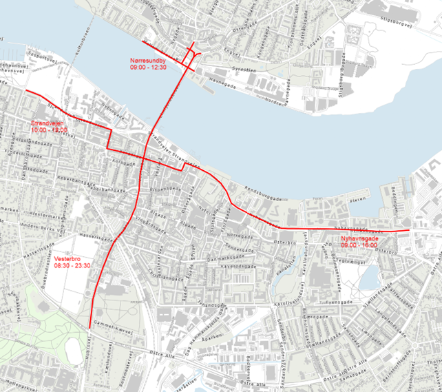 Kort over optogene til Aalborg Karneval 2026