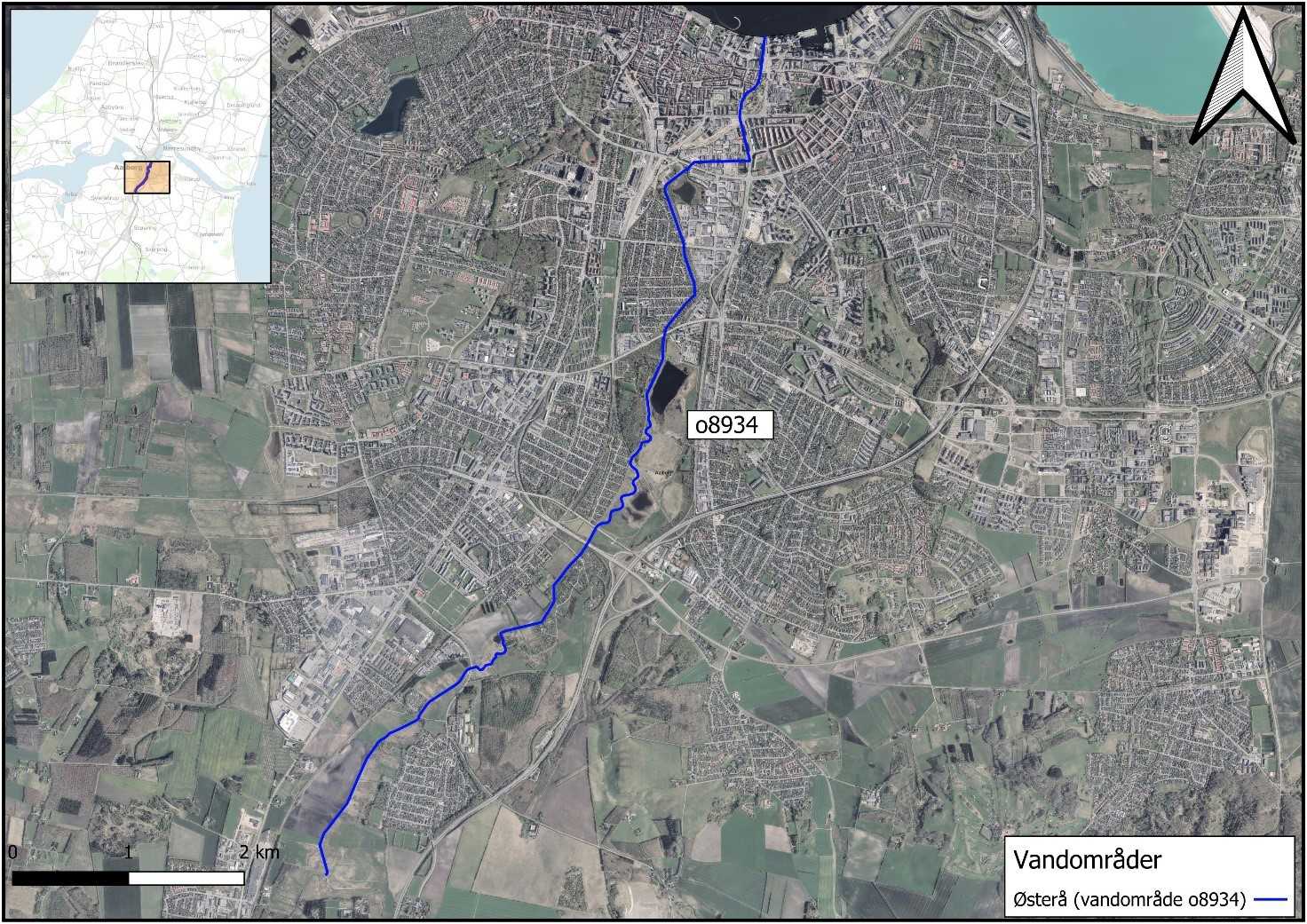 Oversigtskort over vandplansprojekt Østerå