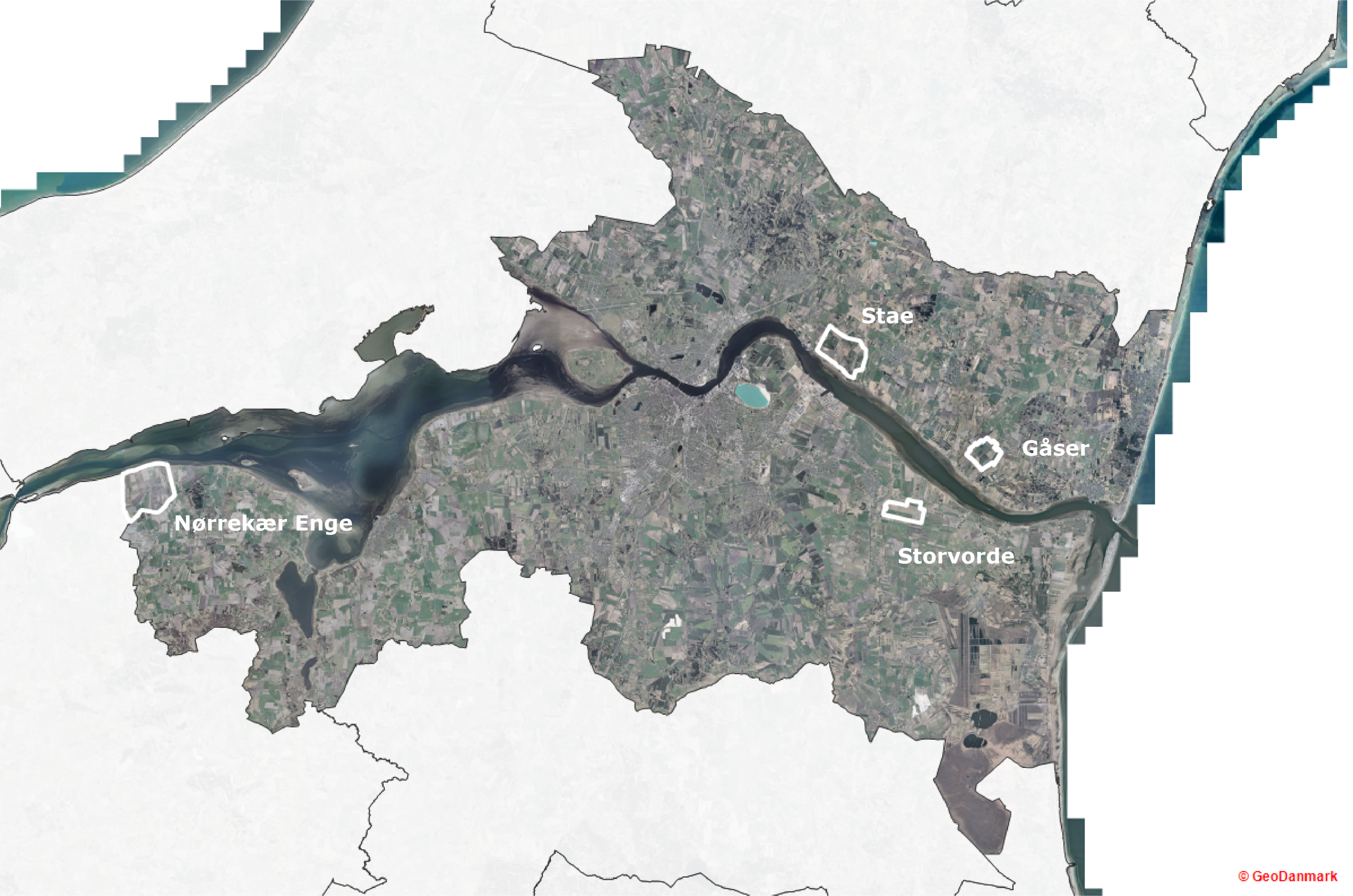 Oversigtskort med markering af statslige energiparker