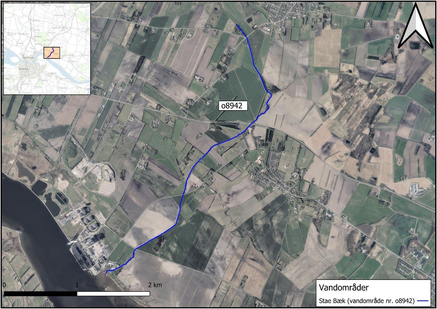 Oversigtskort over vandløbsrestaurering i Stae Bæk