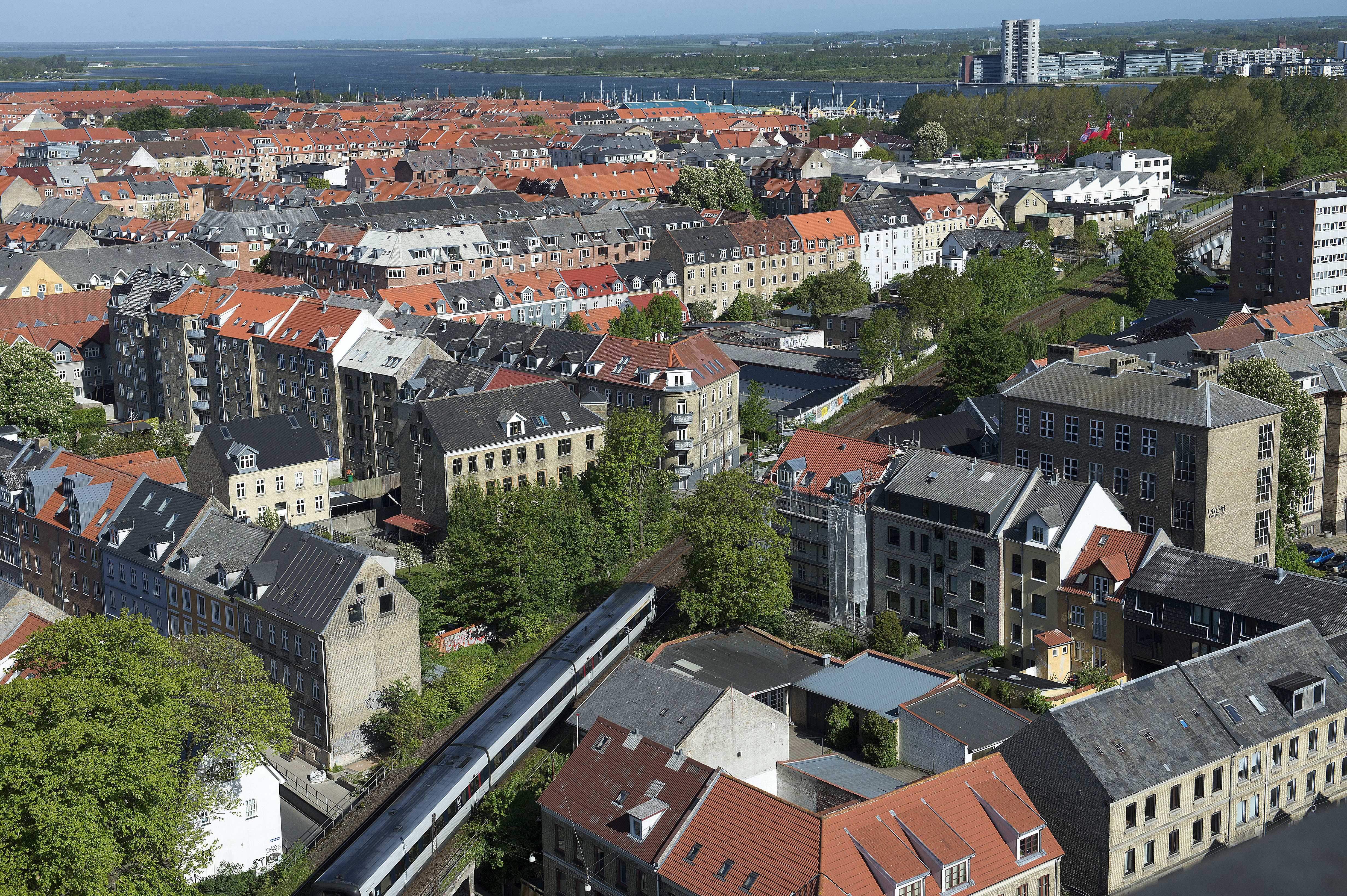 Skråfoto af Vestbyen i Aalborg