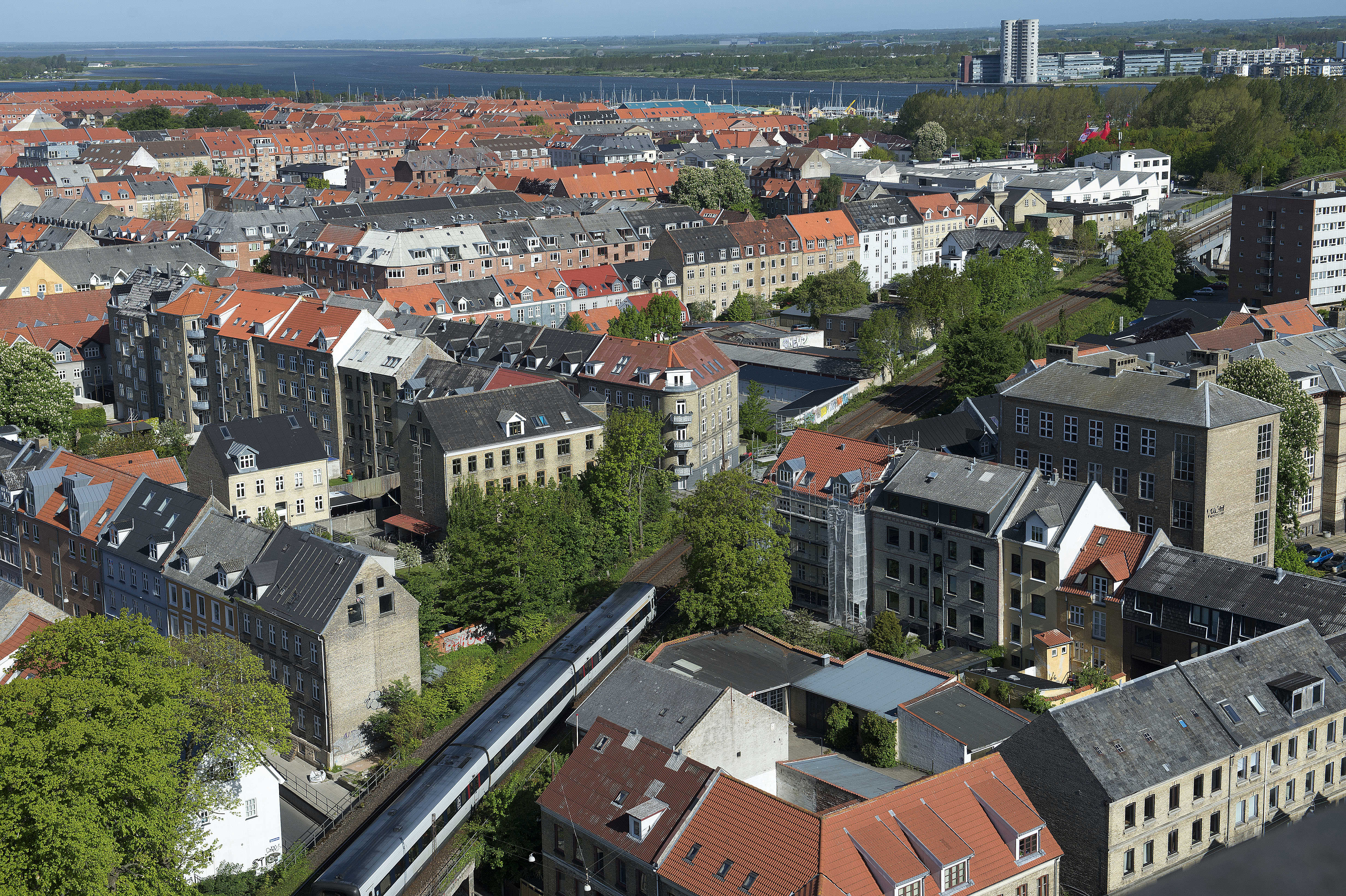 Skråfoto af Vestbyen i Aalborg