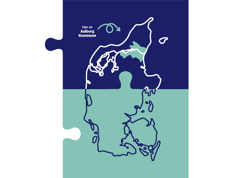 Danmarkskort der fremhæver Aalborg Kommune