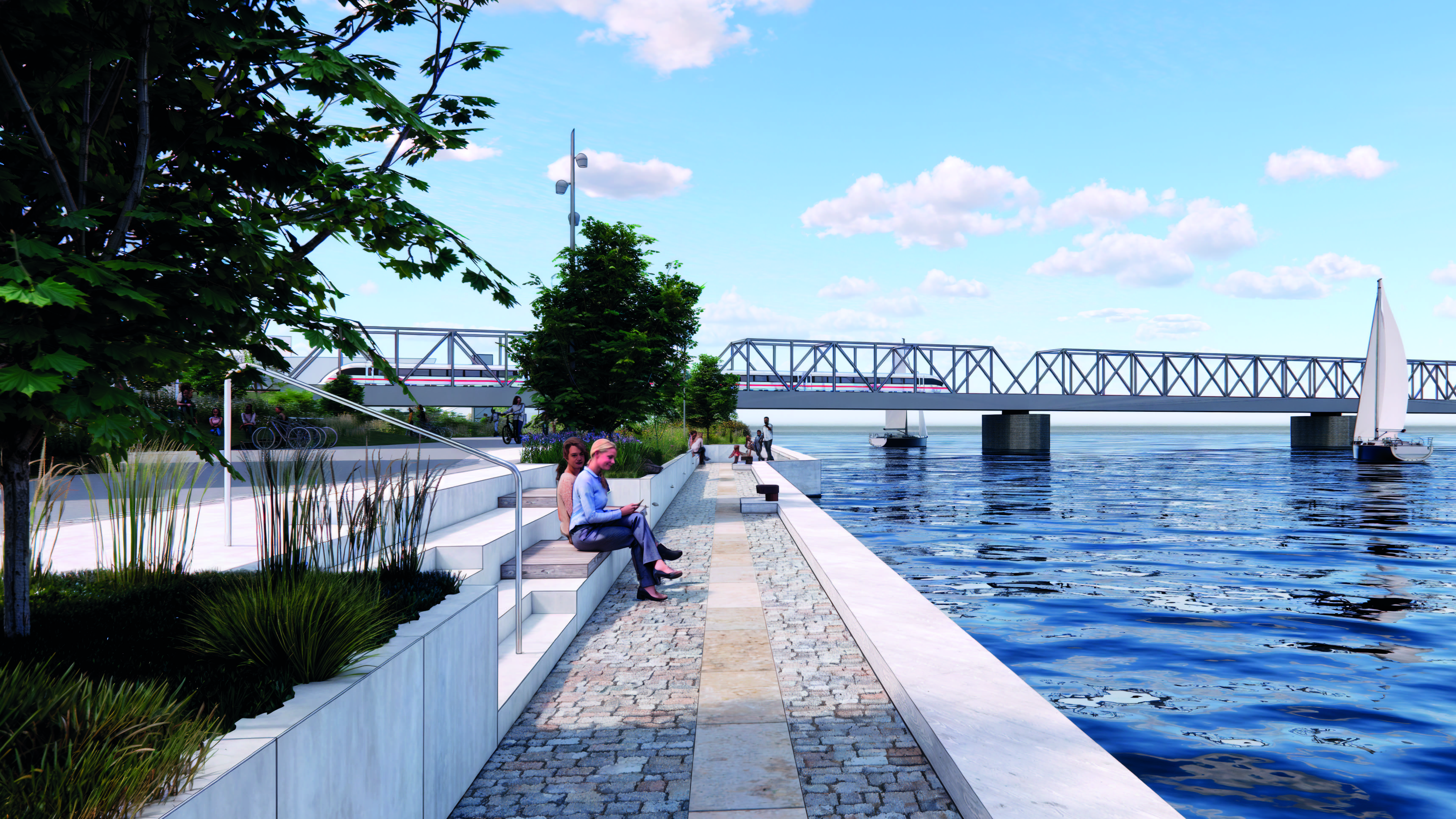 Visualisering af opholdslommer langs havnen ved Spritten