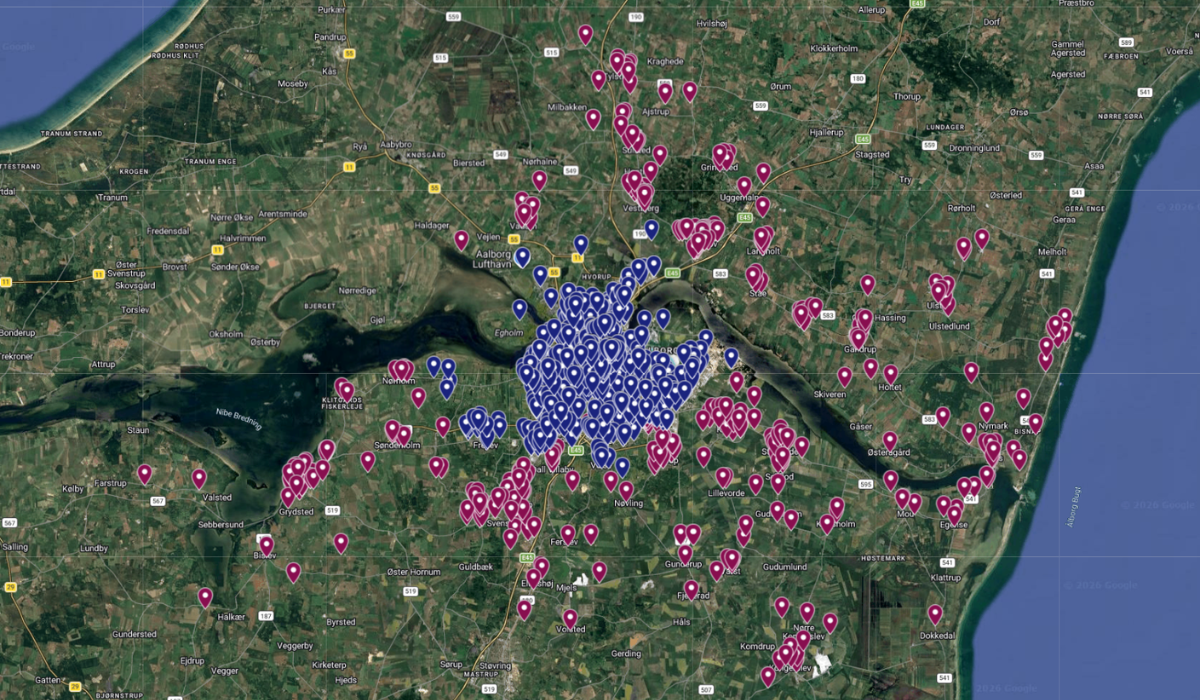 Placering på kort nye virksomheder