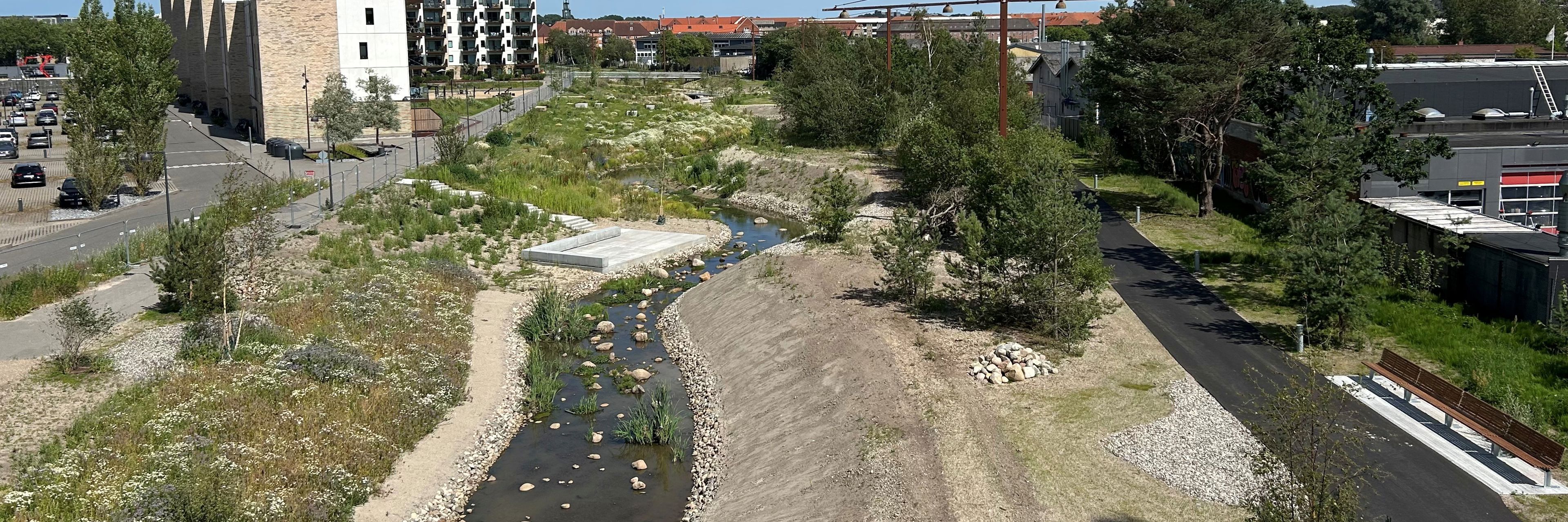 Østerå der bugter sig gennem Aalborg