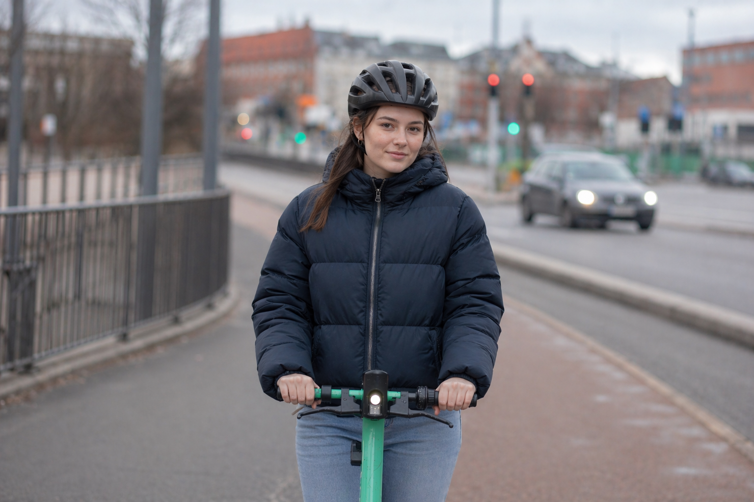 Kvinde på El-løbehjul