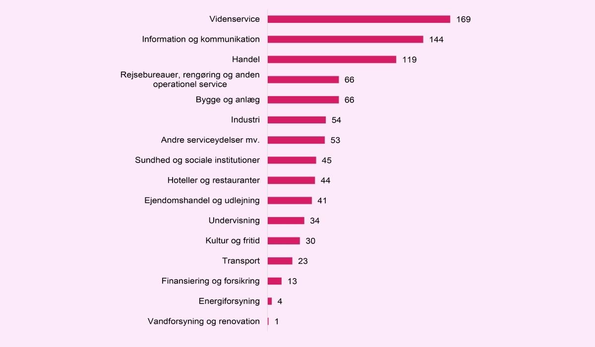 Nye CVR-numre i Aalborg efter branche, 1. halvår 2026