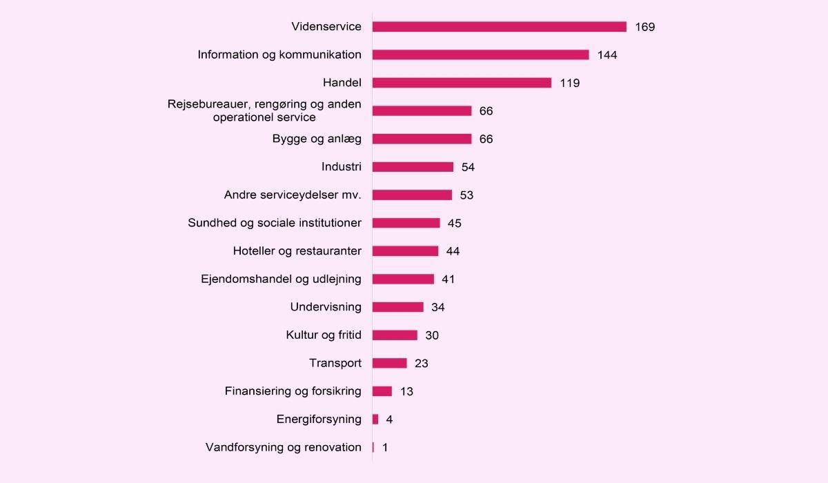 Nye CVR-numre i Aalborg efter branche, 1. halvår 2026