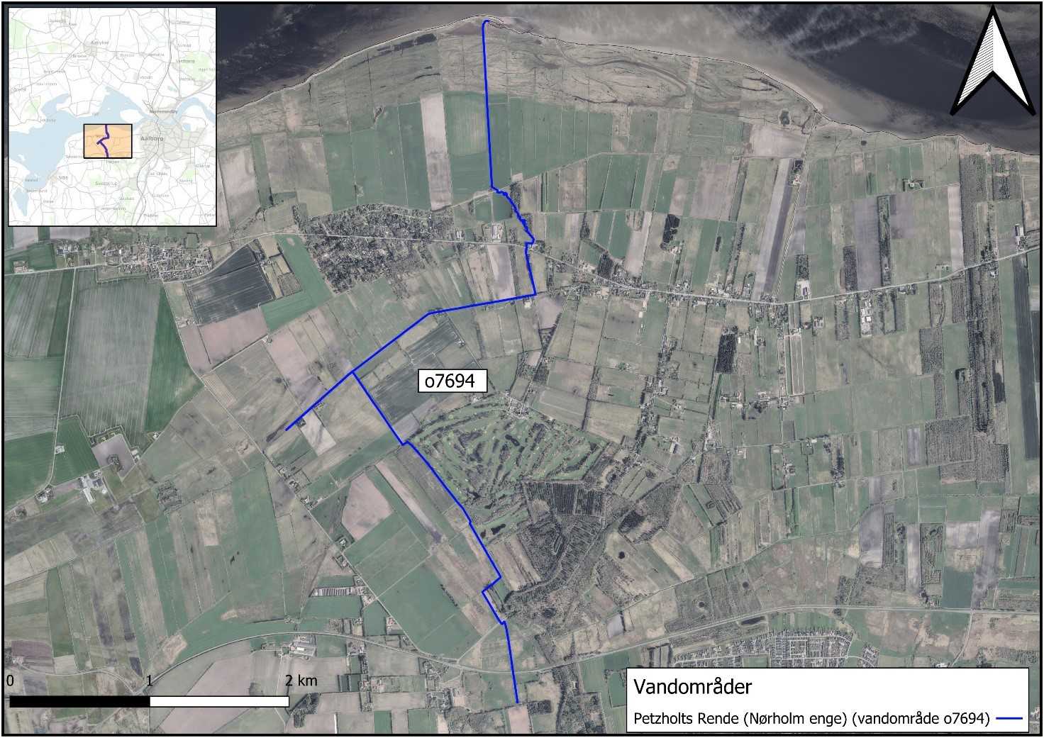 Oversigtskort over vandløbsrestaurering i Petzholts Rende