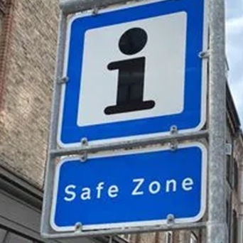 Skilt med Safe Zone