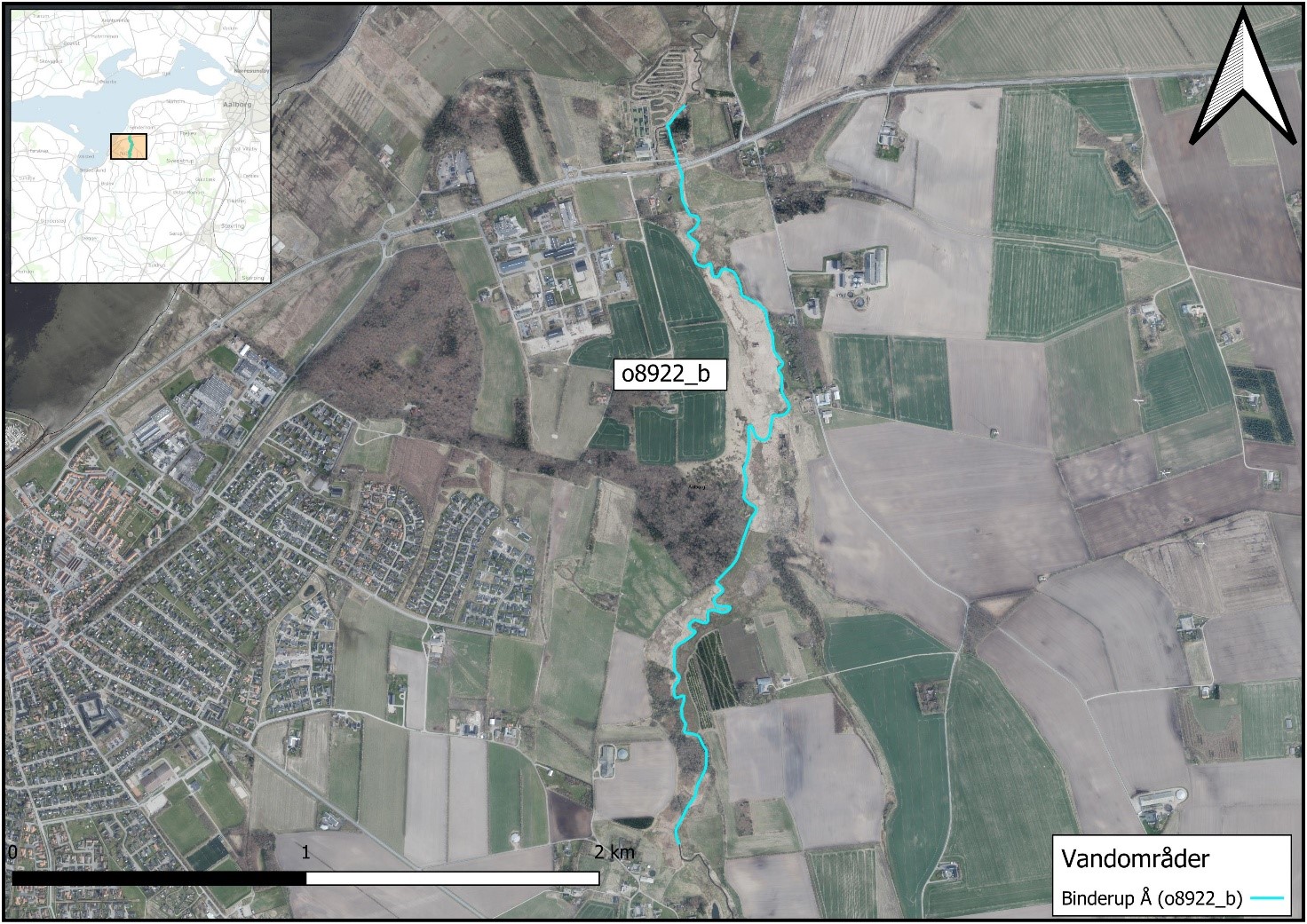 Oversigtskort over Binderup Å
