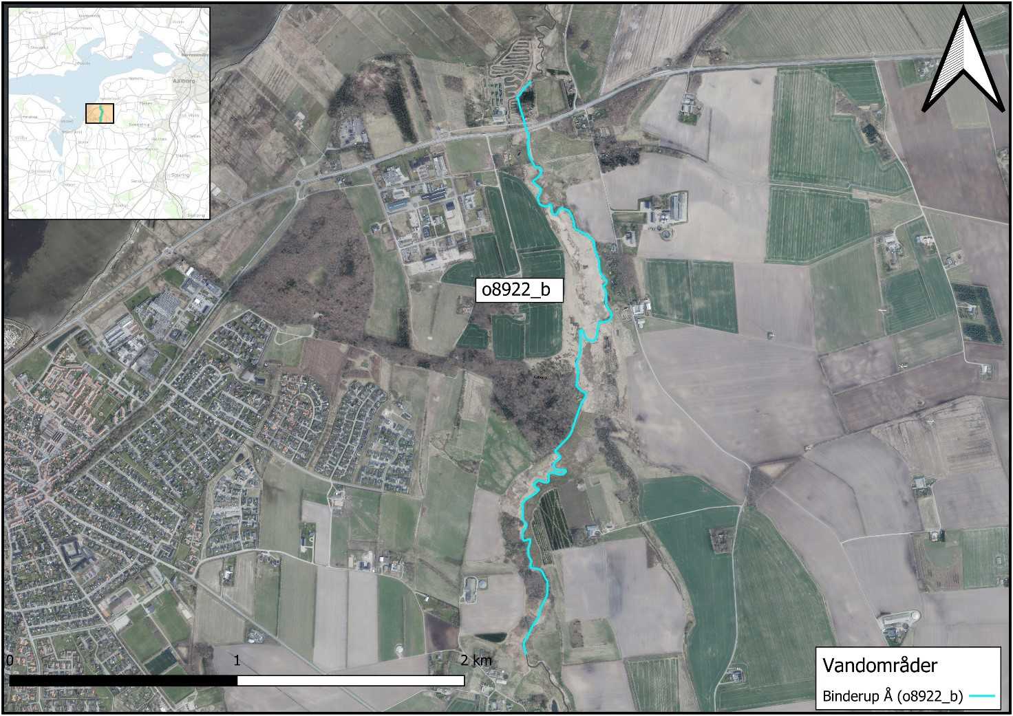 Oversigtskort over Binderup Å