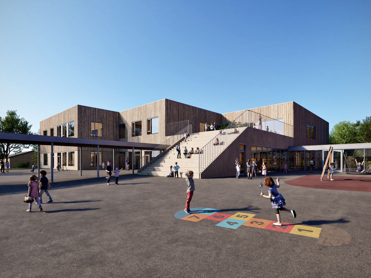 Sofiendalskolen visualisering af tilbygning