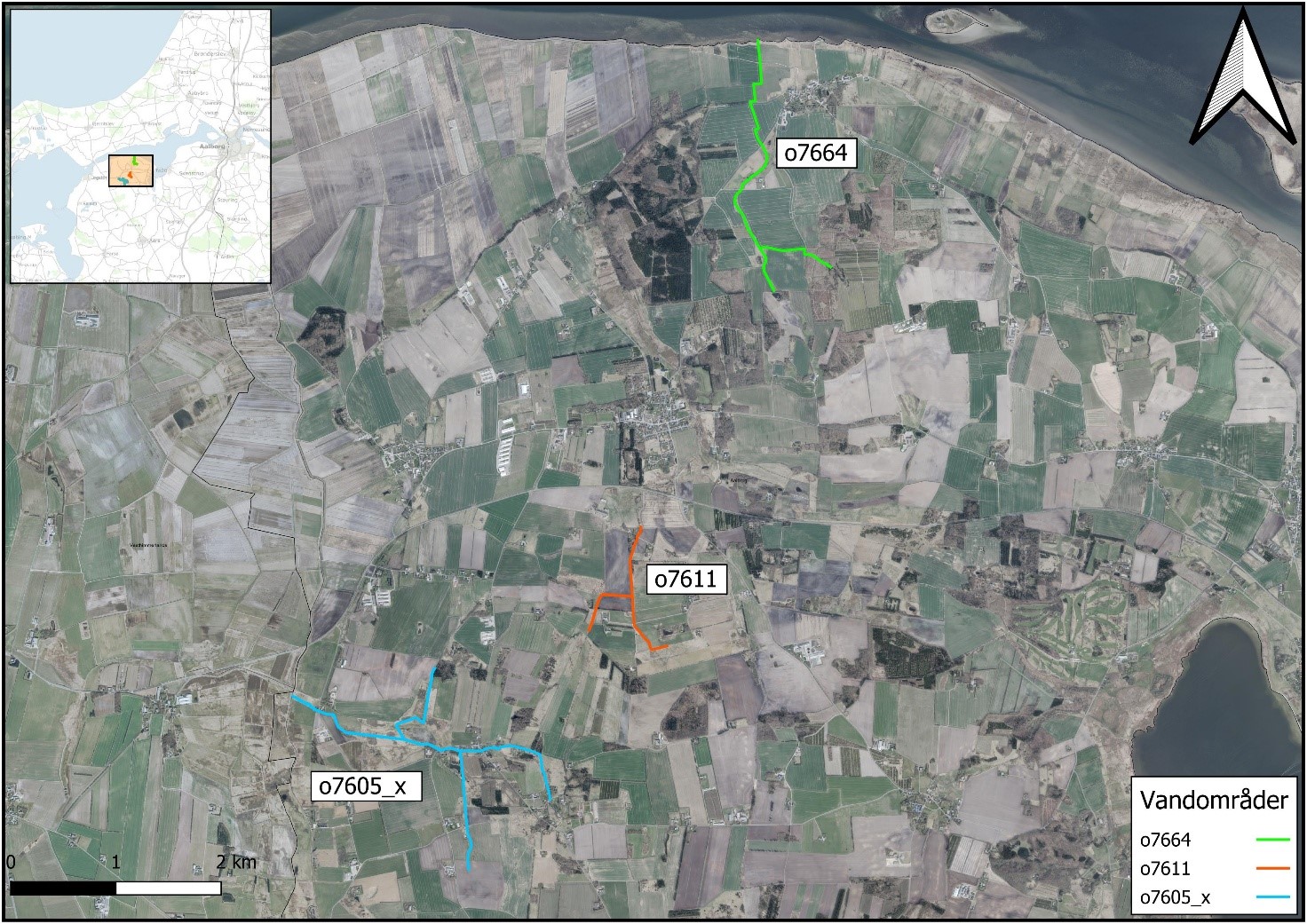 Oversigtskort over Staun og tilløb til vår