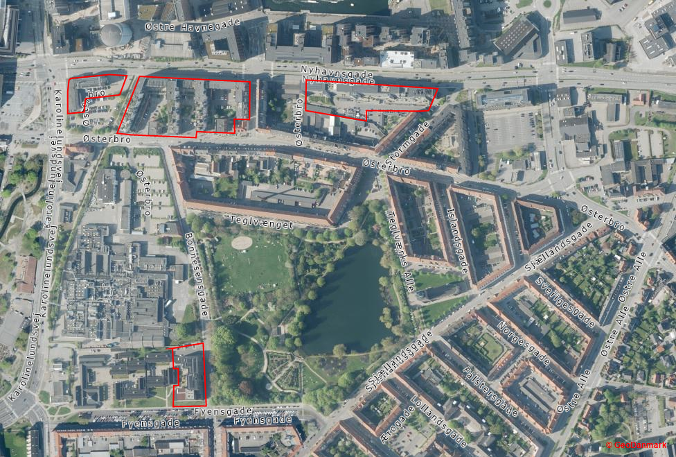 Kort over parkering på egen grund i Øgadekvarteret